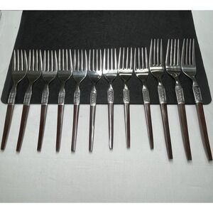 Vintage 1960s EKCO Eterna La Joya Set 12 Forks Silverware Flatware Made in Japan
